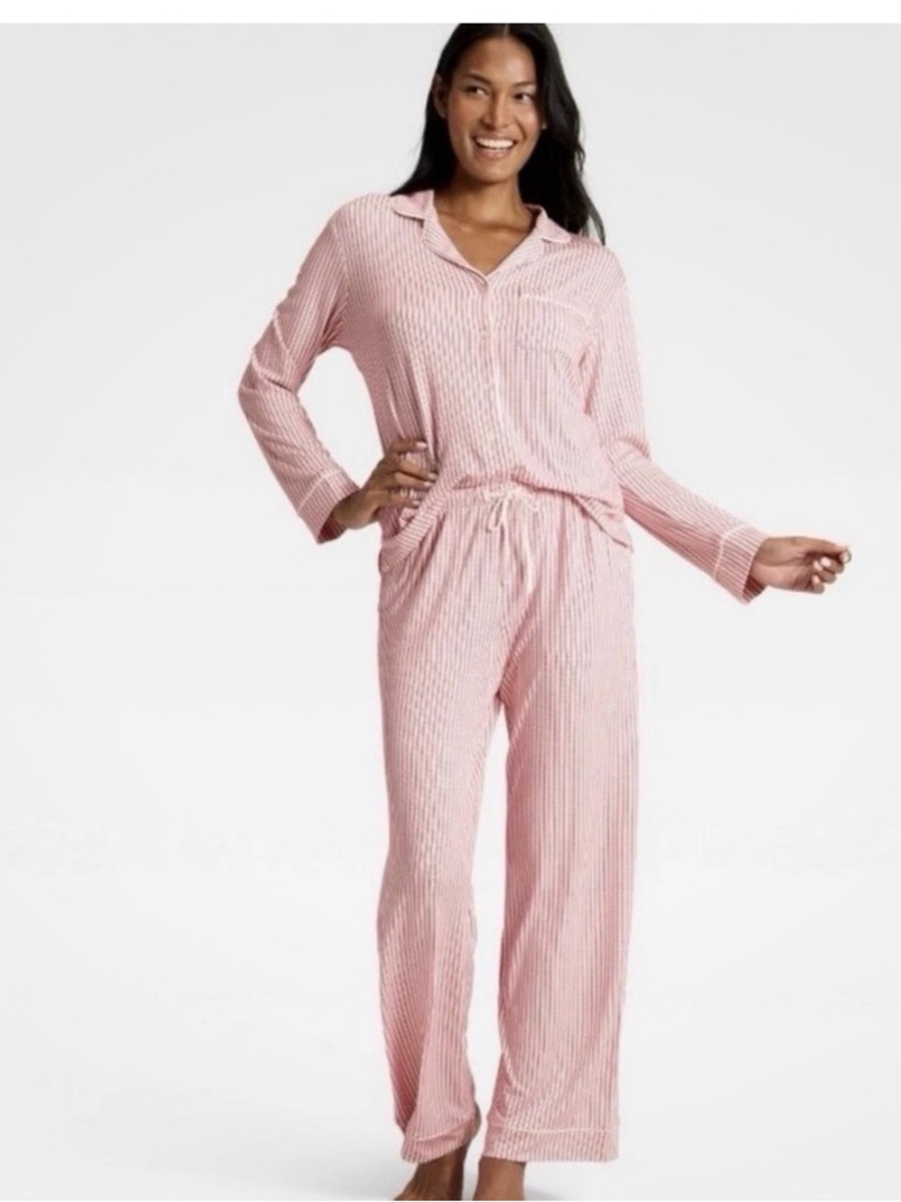 Auden Red Striped Long-Sleeve Pajama Set
